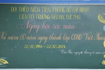 Ngày 16/12/2024 Liên đội trường tiểu học Đức Phú tổ chức “NGÀY HỘI SẮC MÀU” cuộc thi vẽ tranh nhân kỷ niệm 80 năm Ngày thành lập QĐND Việt Nam (22/12/1944 – 22/12/2024) và 35 năm Ngày hội Quốc phòng toàn dân (22/12/1989-22/12/2024)